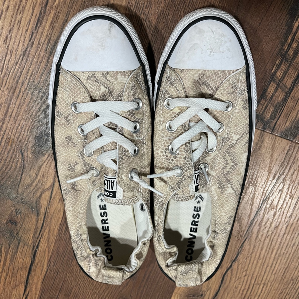 Converse Beige Snake Pattern Sneakers